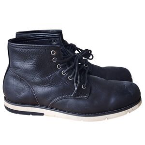 Vionic Black Genuine Leather Boots Men's Size 11 Lace Up Casual Shoes